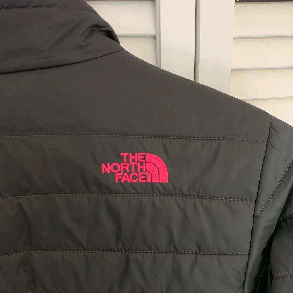 The North Face Girl‎ Youth XL 18 Reversible Mossbud Jacket Coat Grey Pink Fleece